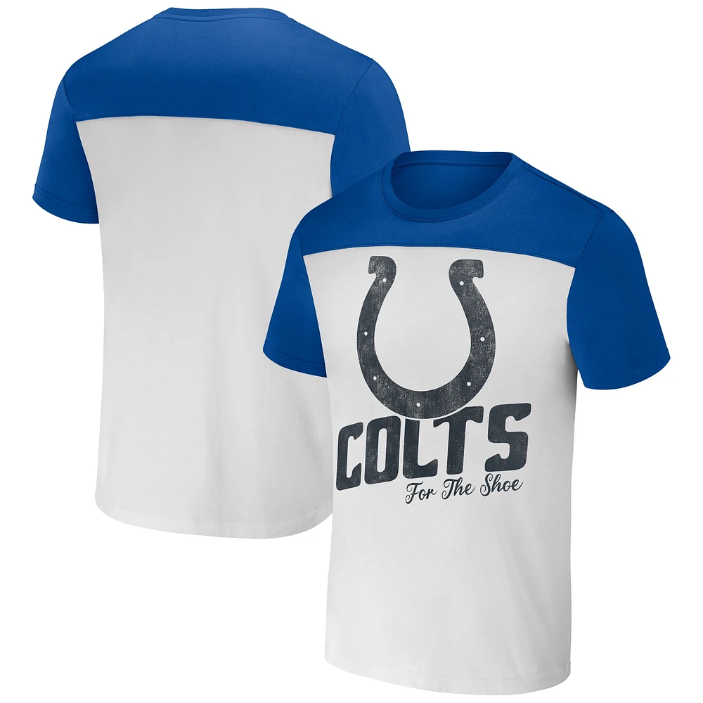 T-shirt colorblock blanc/bleu marine Indianapolis Colts de la collection NFL x Darius Rucker pour homme par Fanatics