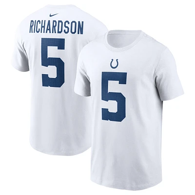 T-shirt Nike Anthony Richardson pour homme, blanc, avec nom et numéro du joueur Indianapolis Colts