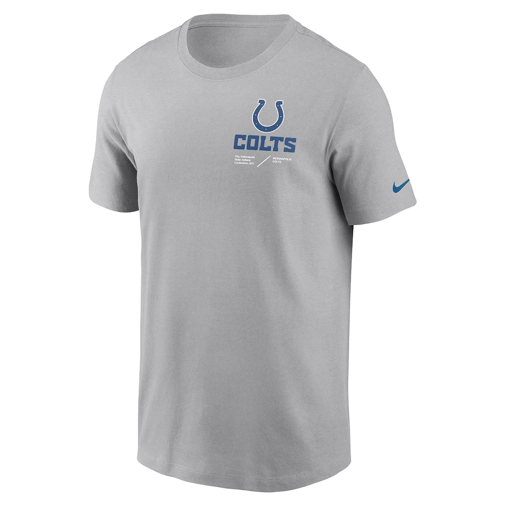 Men's Nike Anthracite Indianapolis Colts Sideline Infograph Lockup Performance T-Shirt