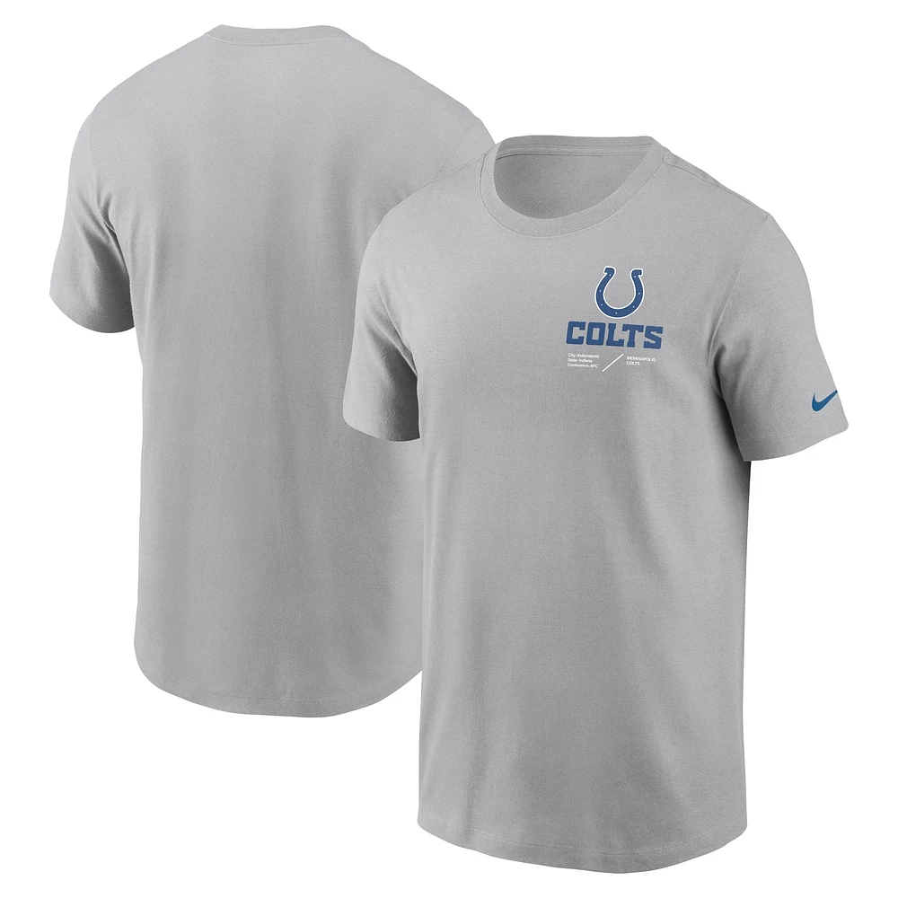 Men's Nike Anthracite Indianapolis Colts Sideline Infograph Lockup Performance T-Shirt