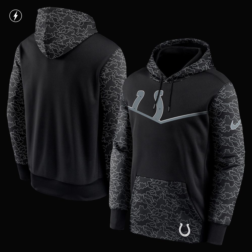 Men's Nike Black Indianapolis Colts RFLCTV Chevron Pullover Hoodie