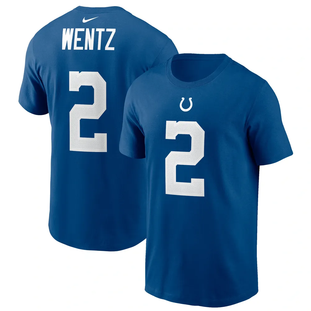 T-shirt Nike Carson Wentz Royal Indianapolis Colts avec nom et numéro pour homme