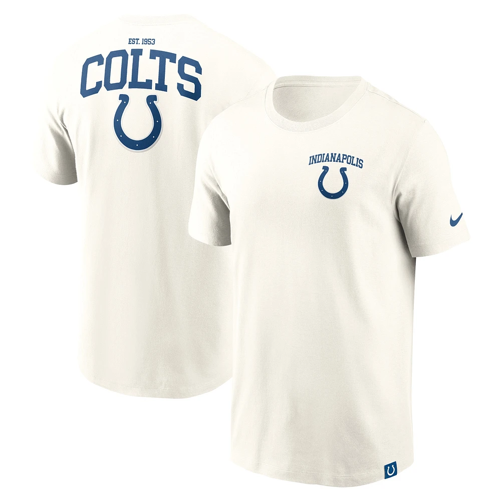 T-shirt essentiel Nike crème Indianapolis Colts Blitz pour hommes