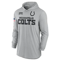 Men's Nike Gray Indianapolis Colts 2024 Salute to Service Lightweight Performance Long Sleeve Hooded T-Shirt