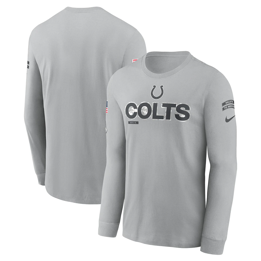 T-shirt à manches longues Nike Indianapolis Colts 2024 Salute To Service pour homme Gris