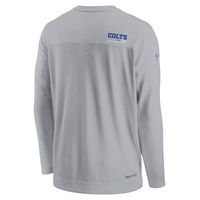 Men's Nike Gray Indianapolis Colts Sideline Coach Chevron Lock Up Long Sleeve V-Neck Performance T-Shirt