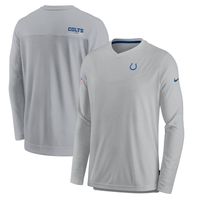 Men's Nike Gray Indianapolis Colts Sideline Coach Chevron Lock Up Long Sleeve V-Neck Performance T-Shirt