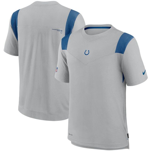 T-shirt de performance anti-UV Indianapolis Colts Sideline Player Nike gris pour homme