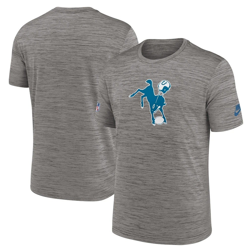 T-shirt pour homme Indianapolis Colts Indiana Nights Alternate Sideline Performance Nike Heather Charcoal