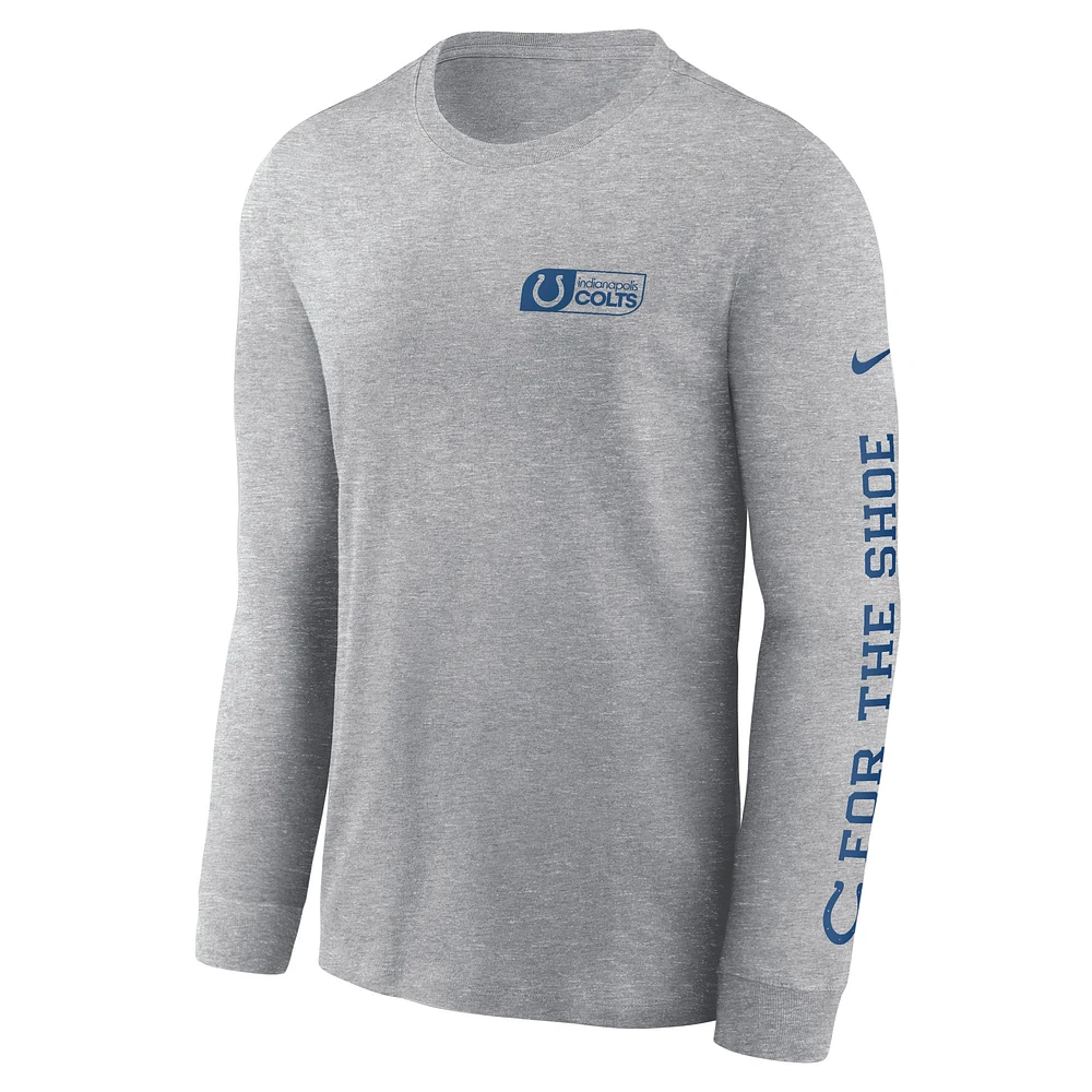 Men's Nike Heather Gray Indianapolis Colts All Out Long Sleeve T-Shirt