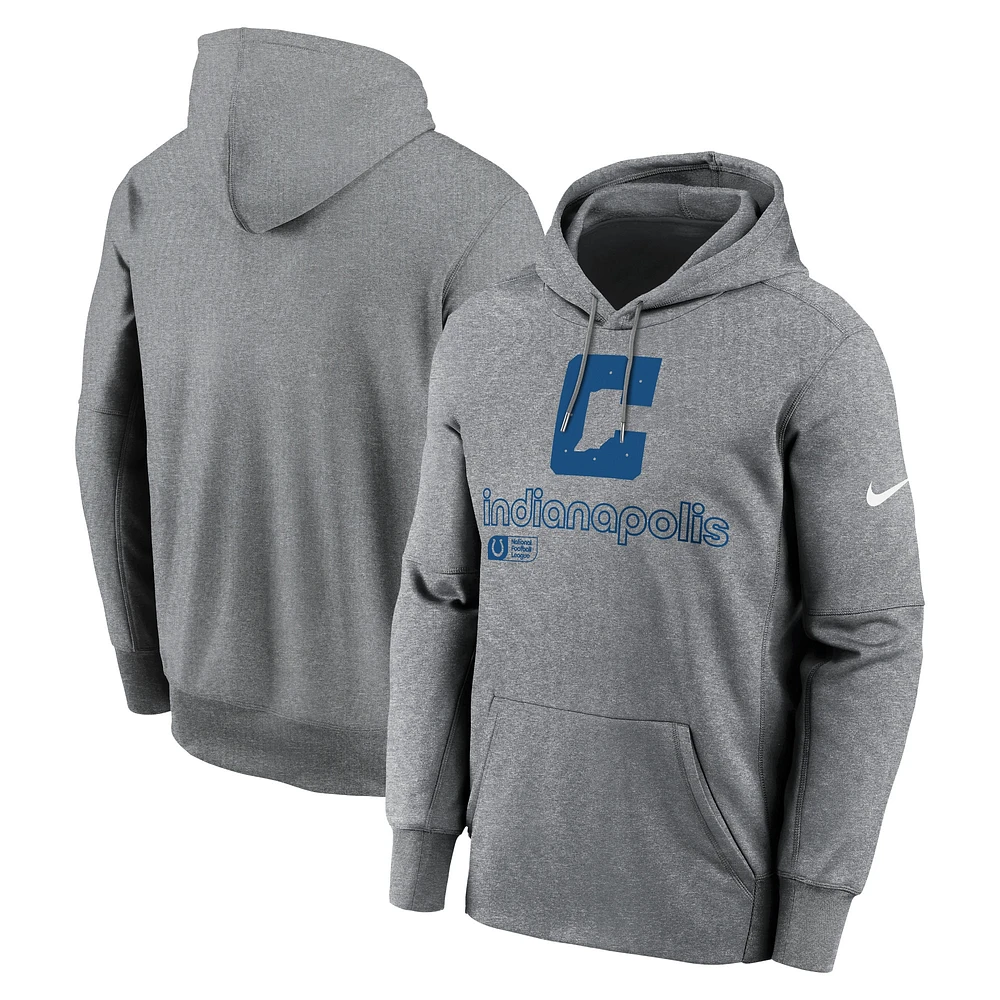 Sweat à capuche Nike pour hommes, gris chiné, Indianapolis Colts Performance