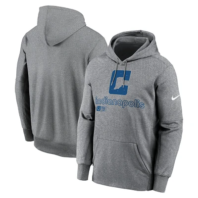 Sweat à capuche Nike pour hommes, gris chiné, Indianapolis Colts Performance