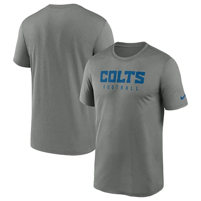 T-shirt de performance pour homme Indianapolis Colts Sideline Legend Nike, gris chiné