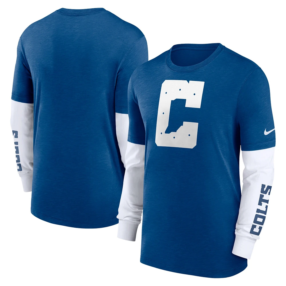 T-shirt à manches longues Nike Heather Royal Indianapolis Colts Fashion pour homme