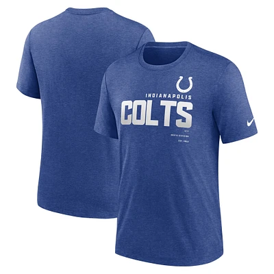 T-shirt à trois mélanges Nike Heather Royal Indianapolis Colts Team pour Homme