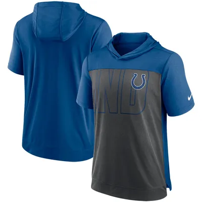 Indianapolis Colts Nike Performance Hoodie T-Shirt - Heathered Charcoal/Royal