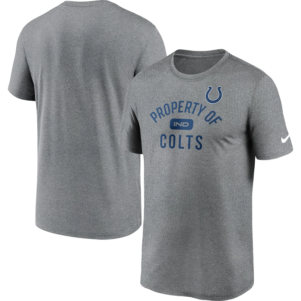 T-shirt de performance Nike Indianapolis Colts Heather Charcoal Property Of Legend pour homme