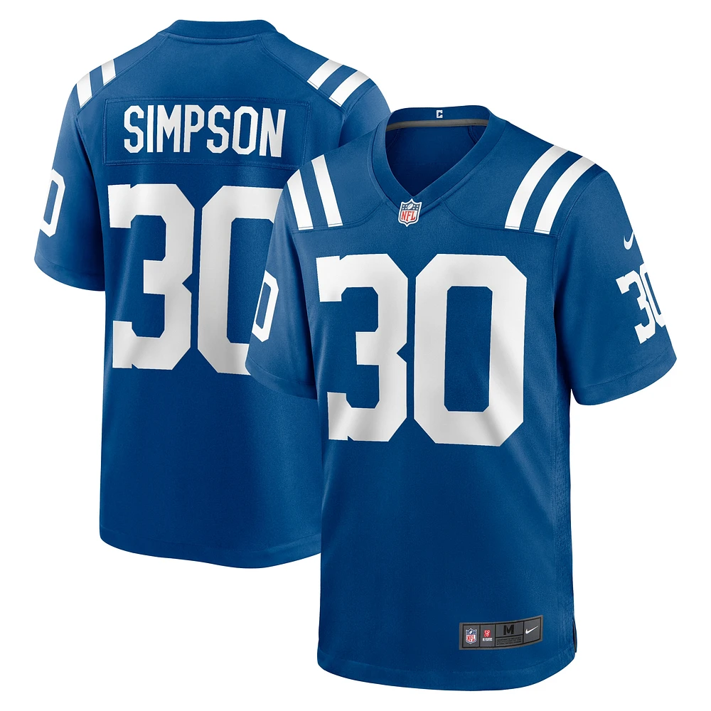 Maillot de match Nike Jaylin Simpson Royal Indianapolis Colts pour homme