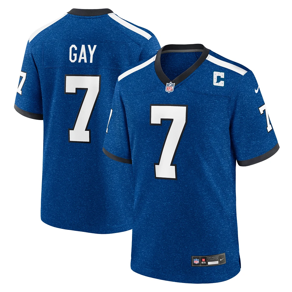 Maillot de jeu alternatif Indianapolis Colts Indiana Nights Nike Matt Gay pour homme