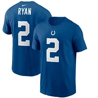 T-shirt avec nom et numéro de joueur Nike Matt Ryan Royal Indianapolis Colts pour homme