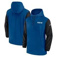 Veste à capuche Nike Royal/Noir Indianapolis Colts 2024/25 Sideline Pre-Game Player 1/2-Zip pour homme