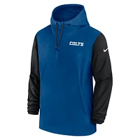 Men's Nike Royal/Black Indianapolis Colts 2024/25 Sideline Pre-Game Player 1/2-Zip Hoodie Jacket