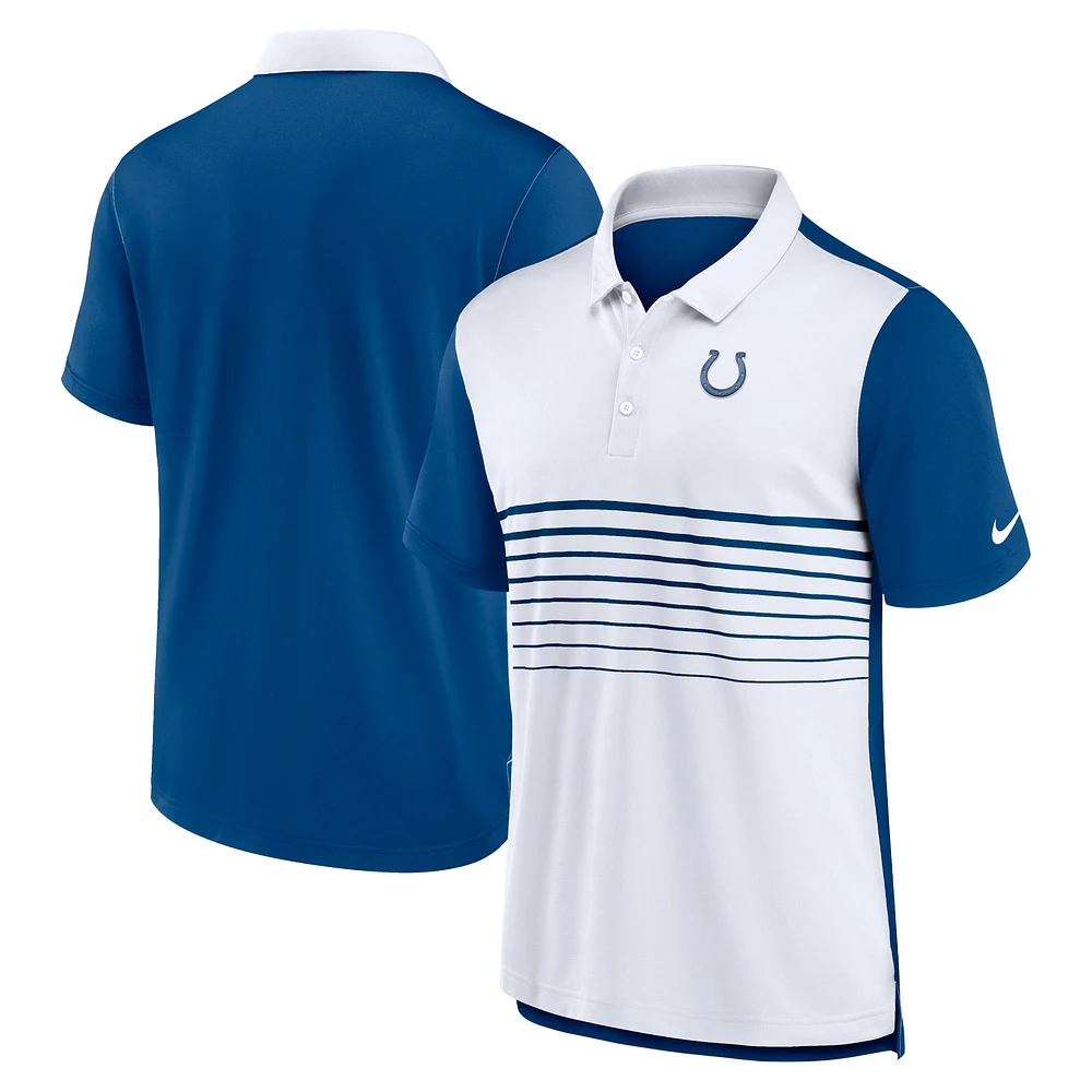 Polo de performance tendance Nike Royal/Blanc des Indianapolis Colts pour hommes