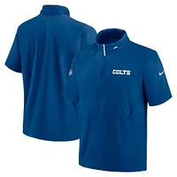 Veste à capuche manches courtes et demi-zip Nike Royal Indianapolis Colts 2024 Sideline Coach pour homme