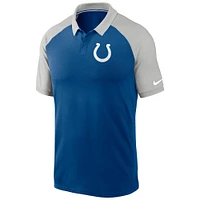 Polo Nike Royal Indianapolis Colts Raglan Tri-Blend Performance pour Homme