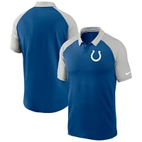 Polo Nike Royal Indianapolis Colts Raglan Tri-Blend Performance pour Homme