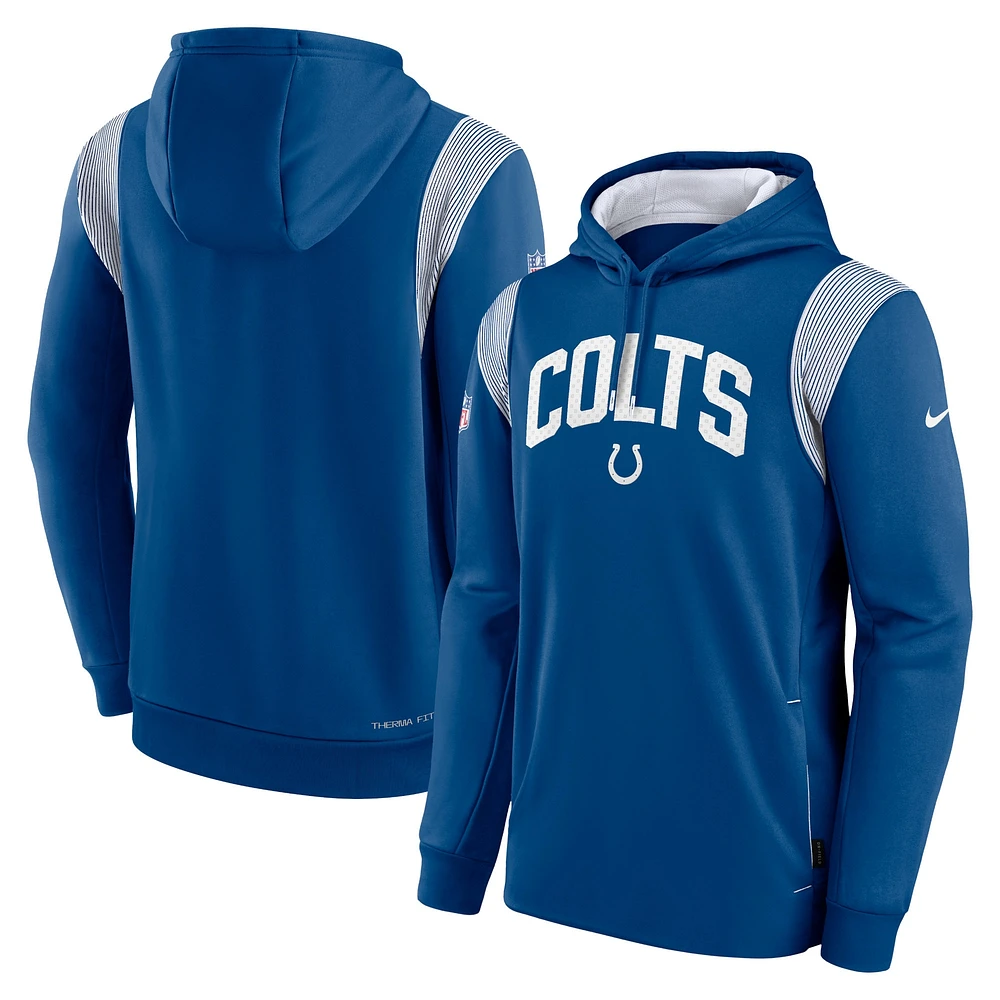 Men's Nike Royal Indianapolis Colts Sideline Athletic Stack Performance Pullover Hoodie