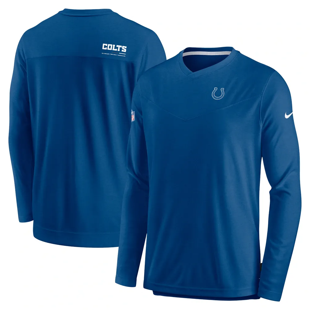Nike Men's Nike Royal Indianapolis Colts Sideline Coach Chevron Lock Up  Long Sleeve V-Neck Performance T-Shirt