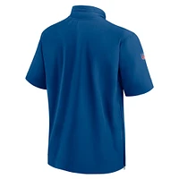 Nike Royal Indianapolis Colts Sideline Coach Veste à capuche manches courtes et quart de zip pour homme