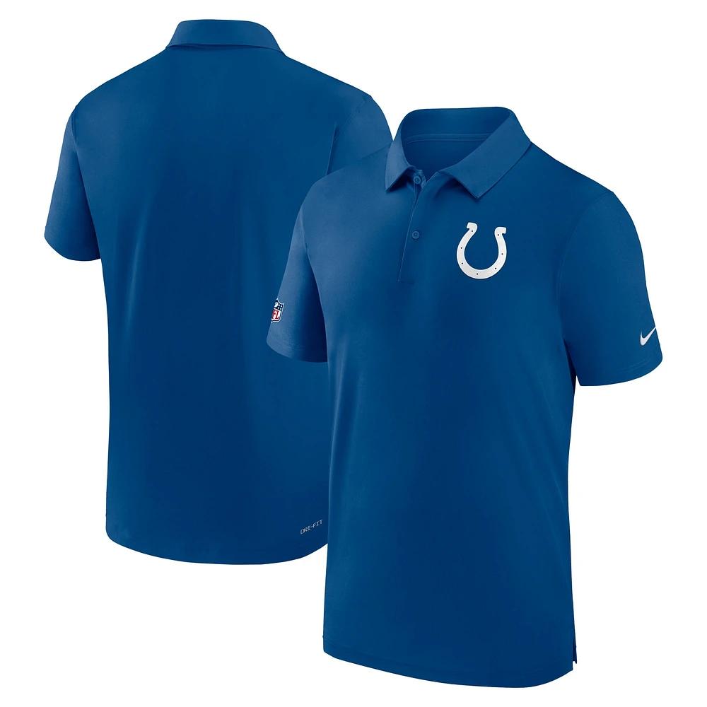 Polo de performance Nike Royal Indianapolis Colts Sideline Coaches pour homme