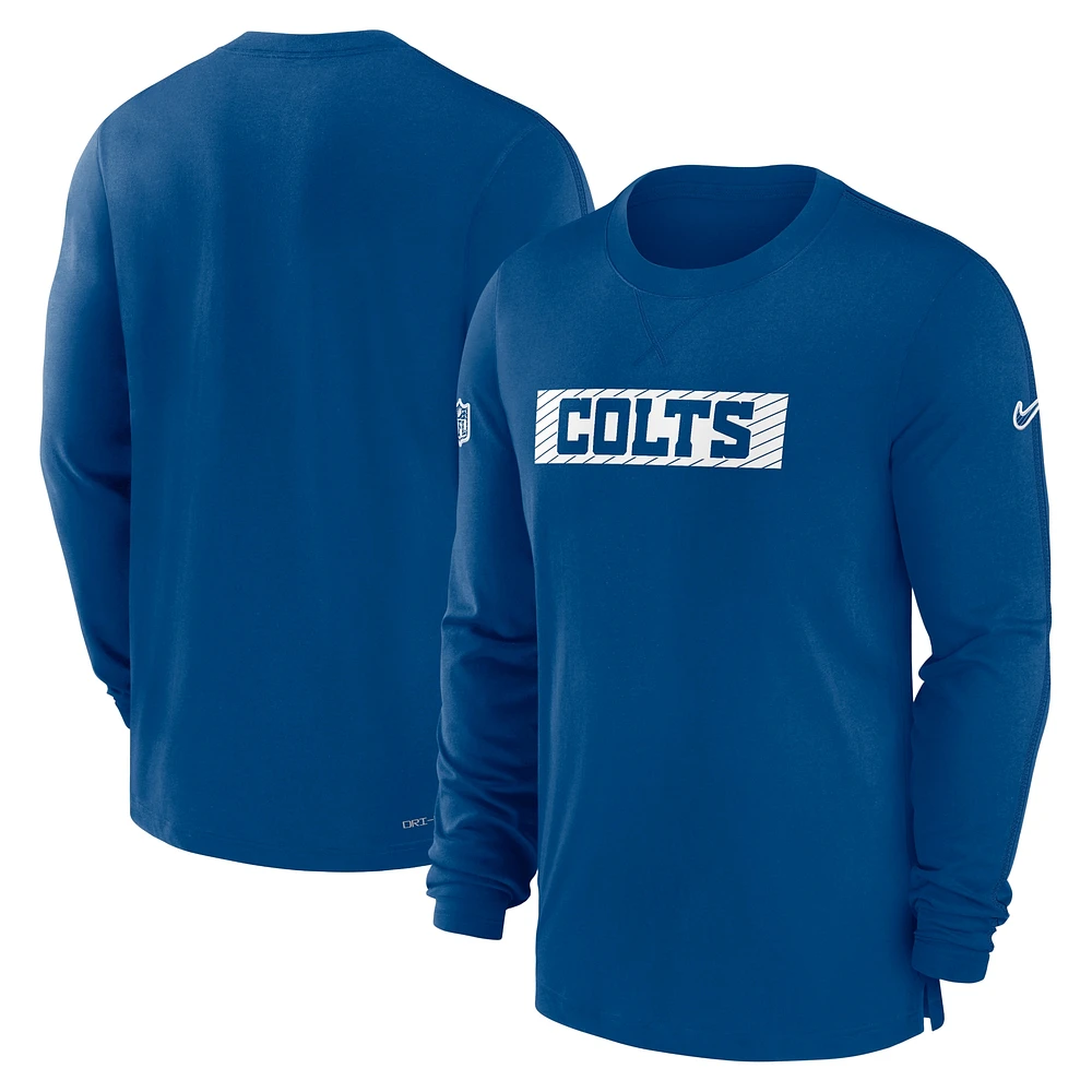 T-shirt à manches longues Nike Royal Indianapolis Colts Sideline Player Performance pour homme