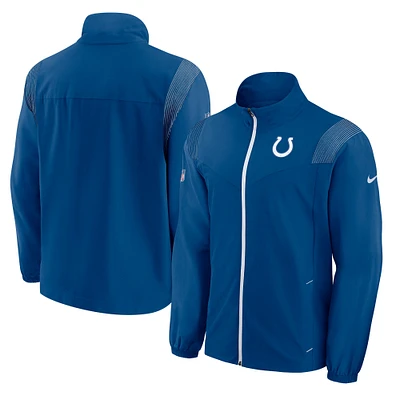 Veste entièrement zippée Nike Royal Indianapolis Colts Sideline avec logo tissé pour homme