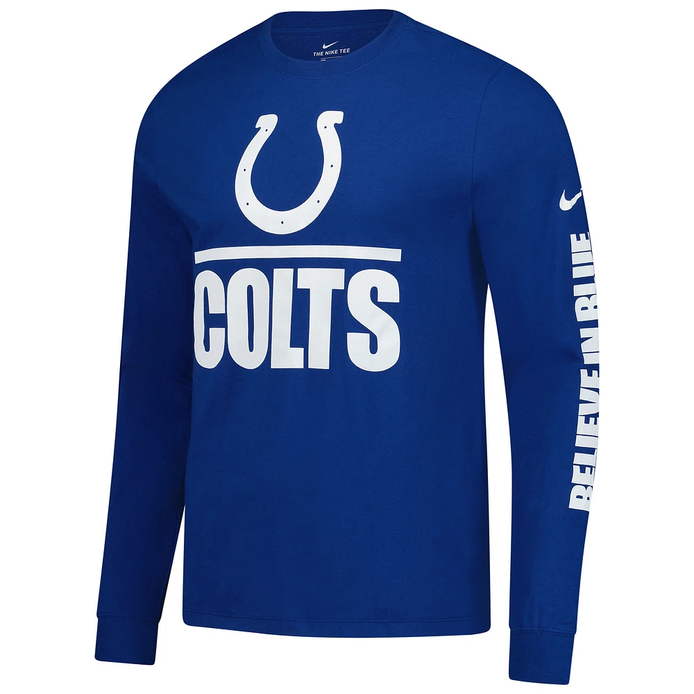 T-shirt à manches longues Nike Royal Indianapolis Colts Split Local pour homme