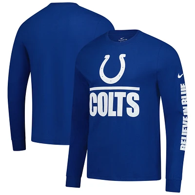 T-shirt à manches longues Nike Royal Indianapolis Colts Split Local pour homme