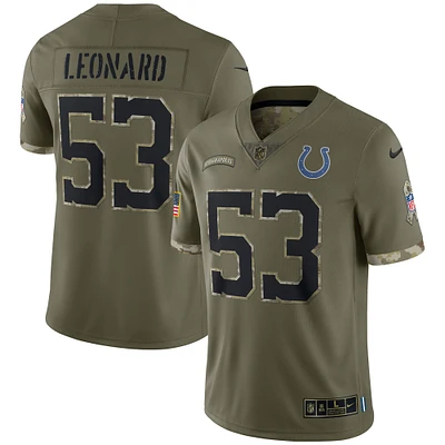 Maillot Nike Shaquille Leonard Olive Indianapolis Colts Salute To Service Limited pour homme