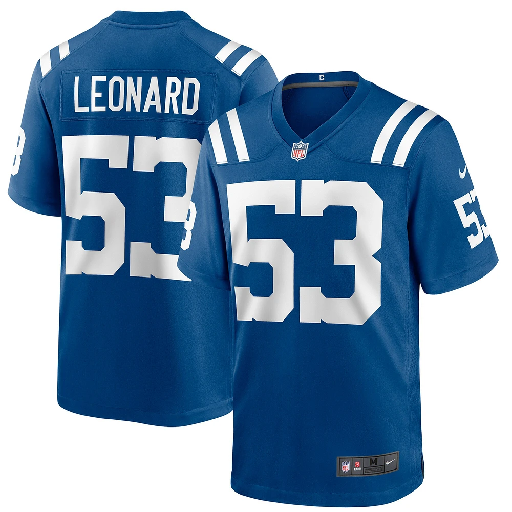 Maillot de match Nike Shaquille Leonard Royal Indianapolis Colts pour homme