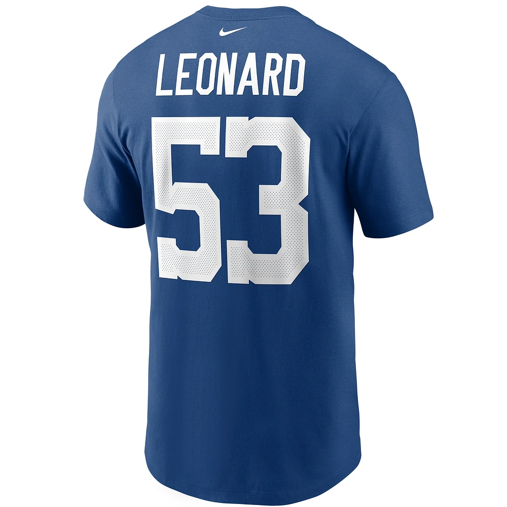 T-shirt Nike Shaquille Leonard Royal Indianapolis Colts avec nom et numéro pour homme