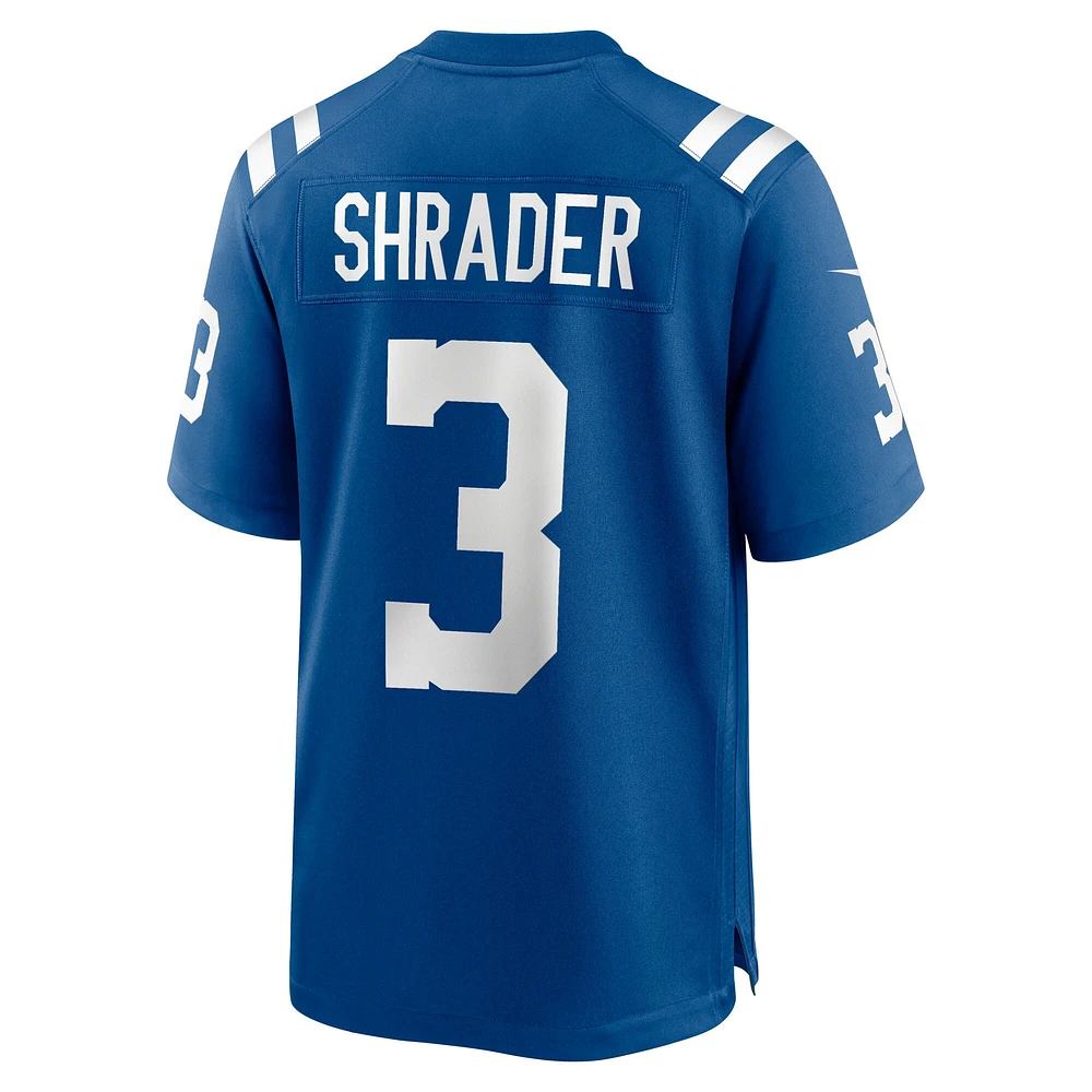 Maillot Nike Spencer Shrader Royal pour homme des Indianapolis Colts