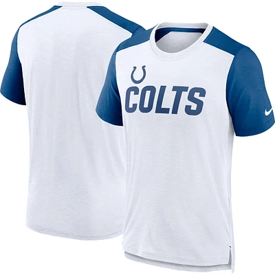 Men's Nike White/Heather Royal Indianapolis Colts Color Block Team Name T-Shirt