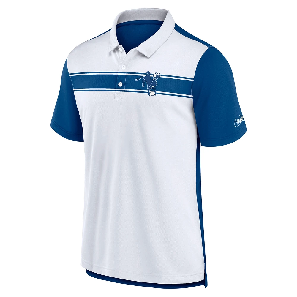 Men's Nike  White/Royal Indianapolis Colts Rewind Pique Polo