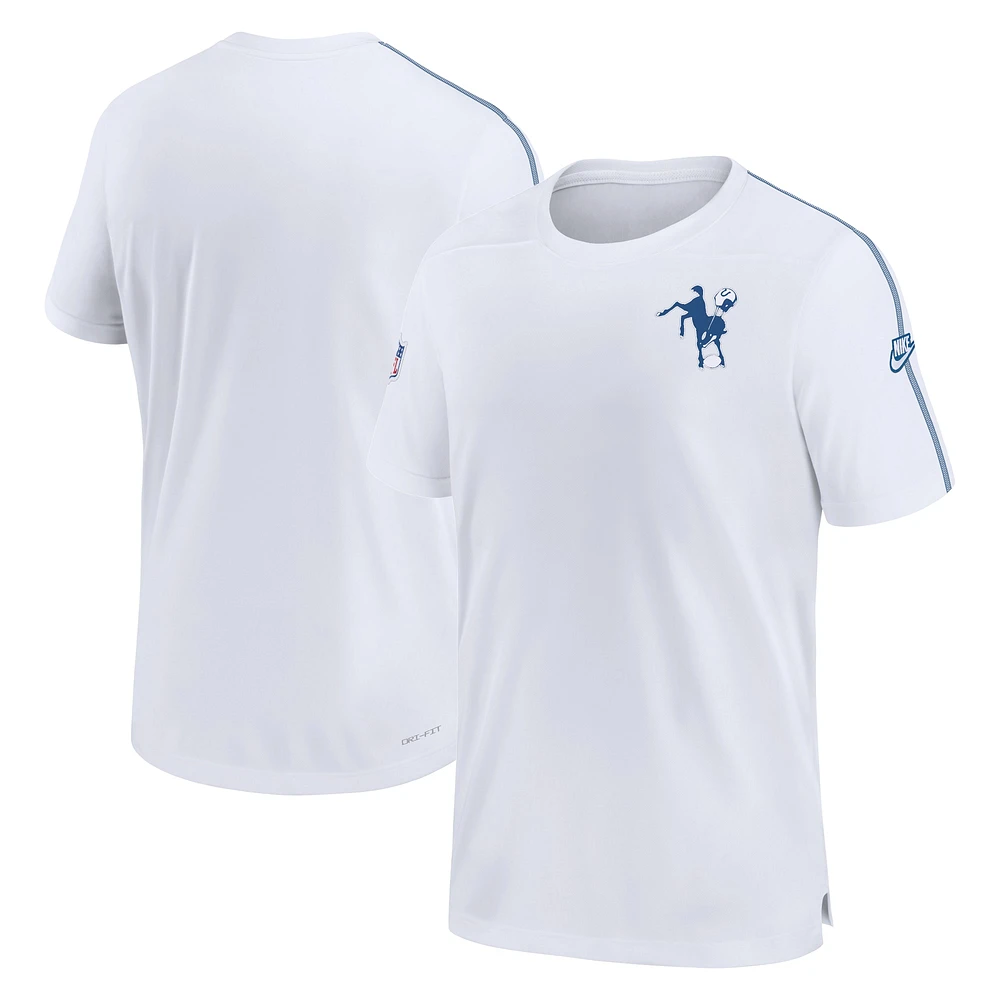 Haut Nike blanc pour homme avec logo alternatif Indianapolis Colts Sideline Coach Performance