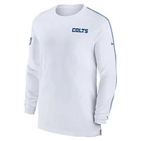 T-shirt à manches longues Nike pour hommes, Indianapolis Colts Sideline Coach UV Performance, blanc