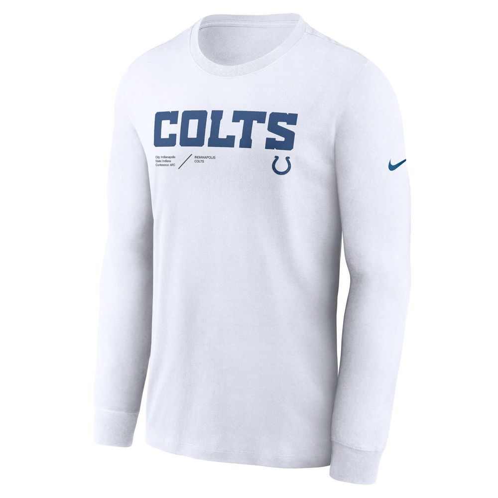 Men's Nike White Indianapolis Colts Sideline Infograph Lock Up Performance Long Sleeve T-Shirt