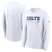 Men's Nike White Indianapolis Colts Sideline Infograph Lock Up Performance Long Sleeve T-Shirt