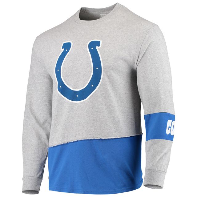 Refried Apparel Gris/Royal Indianapolis Colts T-shirt à manches longues angle recyclé durable pour homme