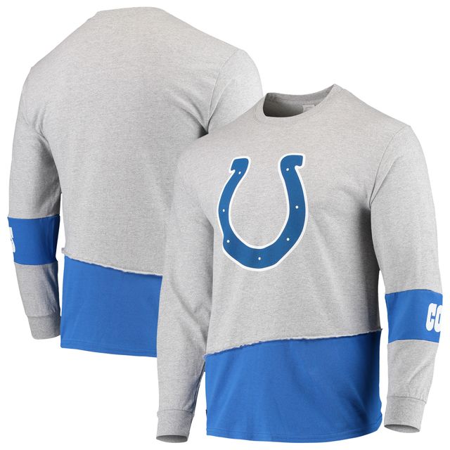 Refried Apparel Gris/Royal Indianapolis Colts T-shirt à manches longues angle recyclé durable pour homme